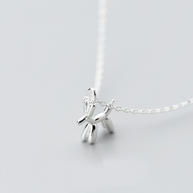 Solid 100% 925 Sterling Silver Cute Dog Shape Pendant Necklace